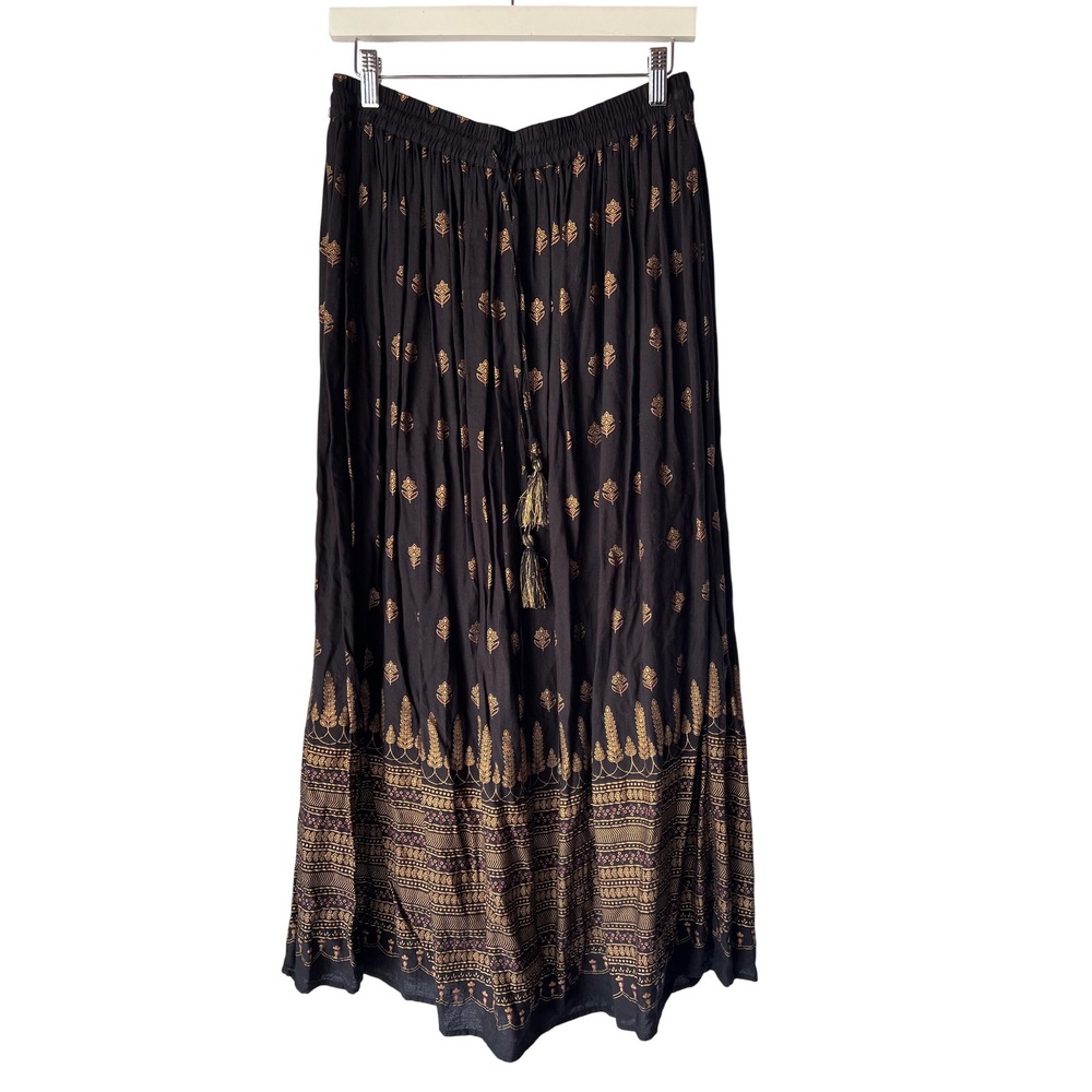 Gypsie Blu Women's Gold Foil Print Black RAYON Wear Boho Skirts size Medium - Picture 3 of 11
